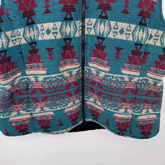 Outback Trading Co Full Zip Maybelle‎ Vest Mens 3X Black Blue Aztec Print Wool - Picture 3 of 11